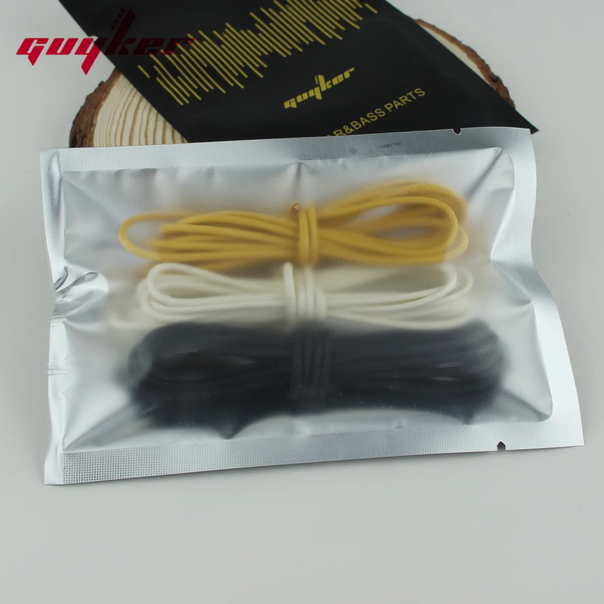 Guyker Cloth-Covered Braided Guitar Wire - White-Black-Yellow Each 1.5 Meters Electrics Vintage-Style Pushback Guitar Wire