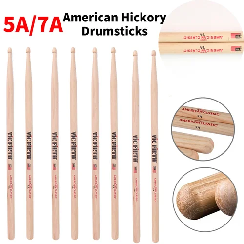 Imagen 1 del producto Baquetas de Hickory Americano 5A/7A (2/4 Unidades) para Batería Acústica/Eléctrica, Baquetas de Jazz, Baquetas de Percusión