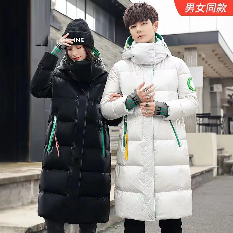 -30Degree Winter Couples Down Cotton Jacket Men Big Fur Collar Hooded Thickened Parkas Coat Unisex Casual Thick Warm Windbreaker