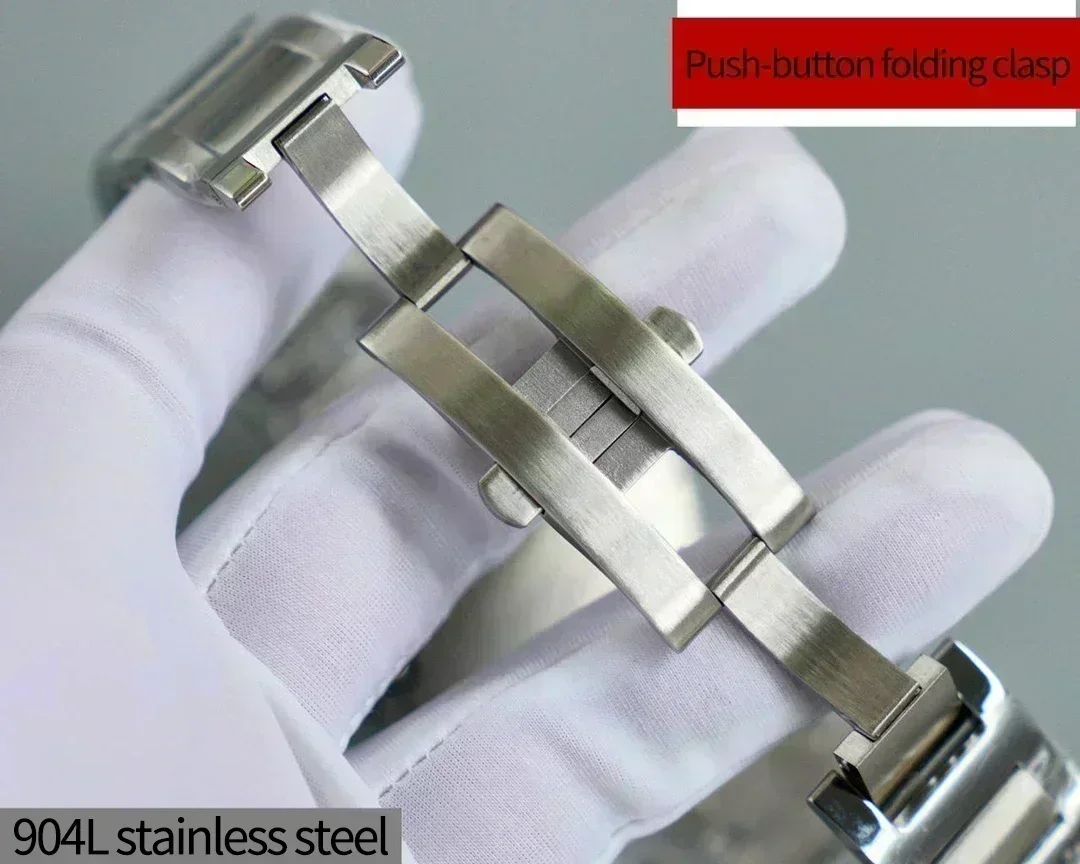 الفاخرة التلقائية الميكانيكية رجالي الياقوت 904L الفولاذ المقاوم للصدأ والجلود الأسود الأزرق بالون الساعات الرياضية حسب الطلب #4