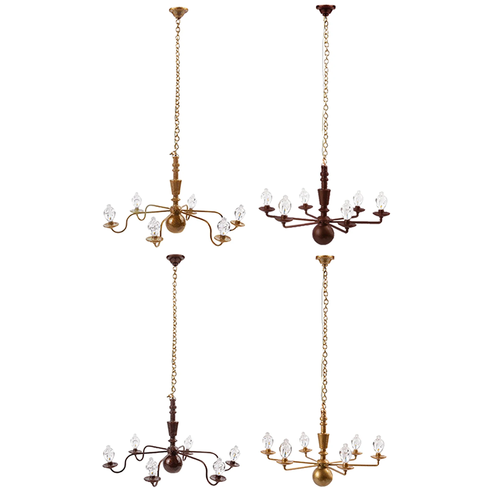 1:87 HO Scale Metal Crystal Hanging Ceiling Lamp Ceiling Lamps White Lights for DIY Architecture Model Materials