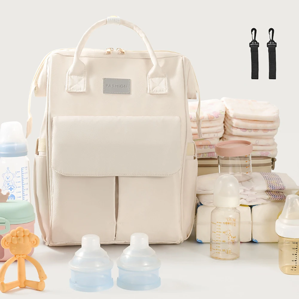 Baby Diaper Bag Large Capacity Reasonable Partitioning Waterproof Material Stains Wipe Clean Instantly Easy To Carry For Outdoor