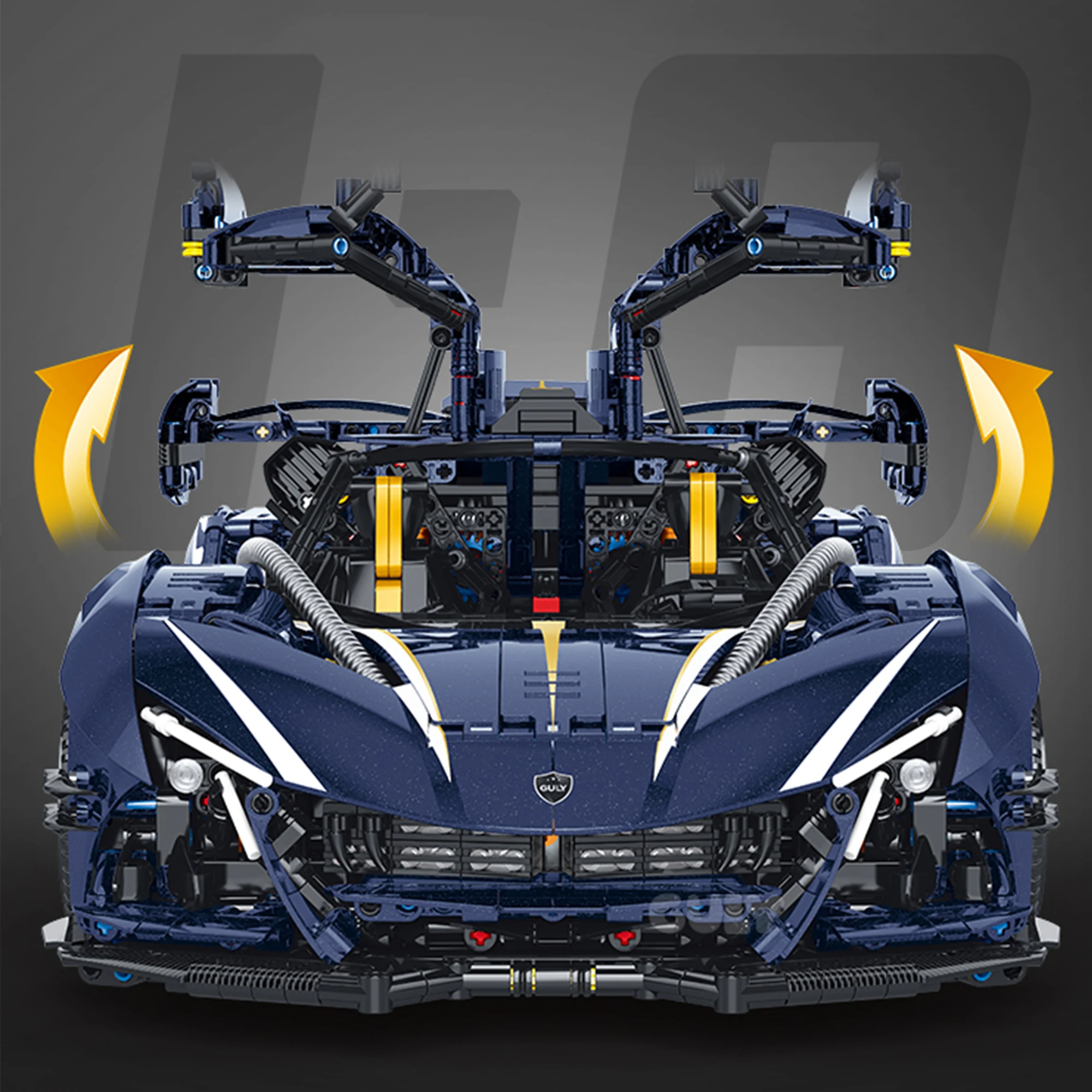 GULY10641 1:8 Model Supercar, Klocki, Kreatywny Model Samochodu Technologicznego, Wyścigowy Samochód Miejski, Mechaniczny, Wysoki Poziom Trudności Montażu, Zabawka dla Dorosłych, Prezent