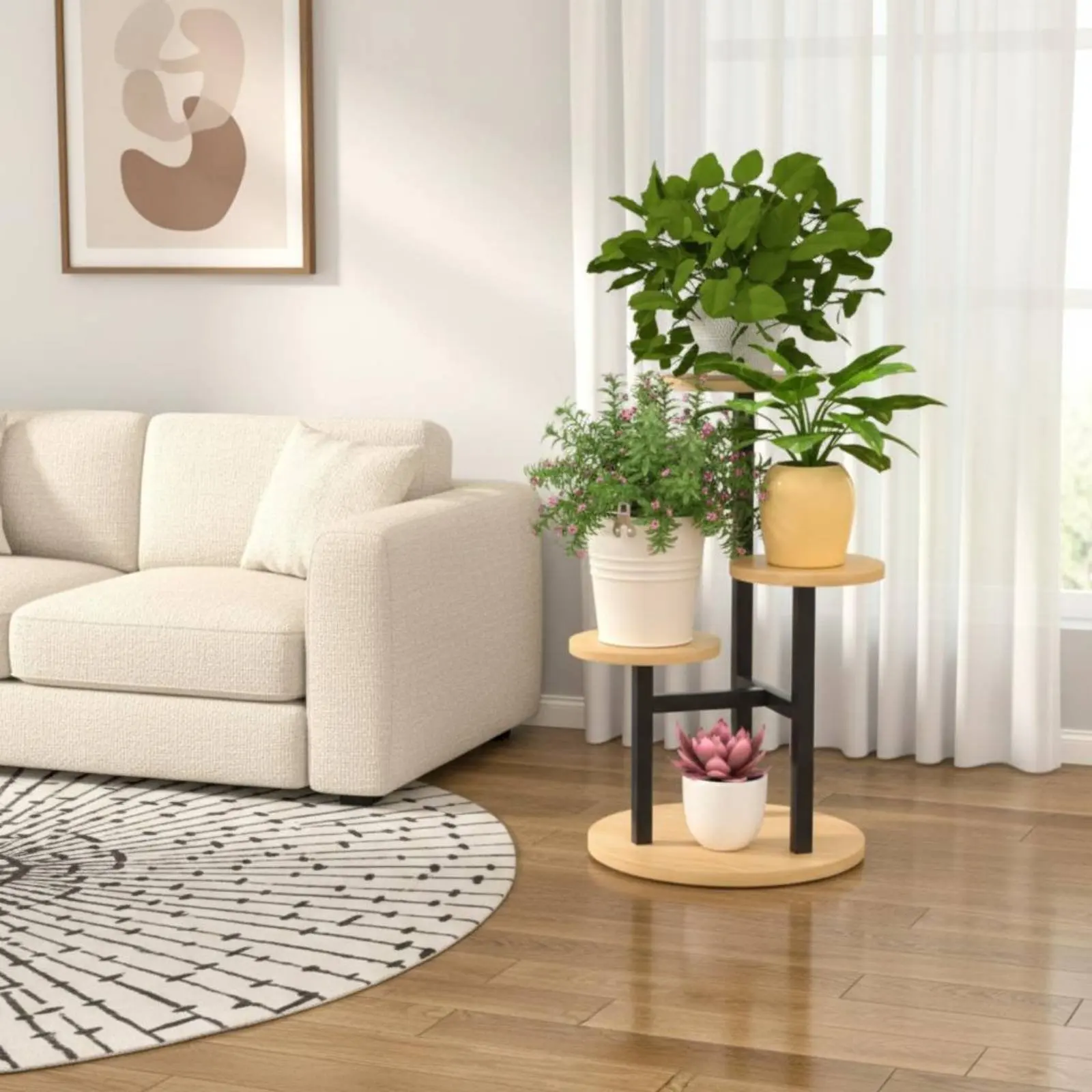

Floor Standing Plant Rack Decorative Multi-Level Flower Pot Holder 4-Tier Plant Stand Stable & Sturdy House Decoration