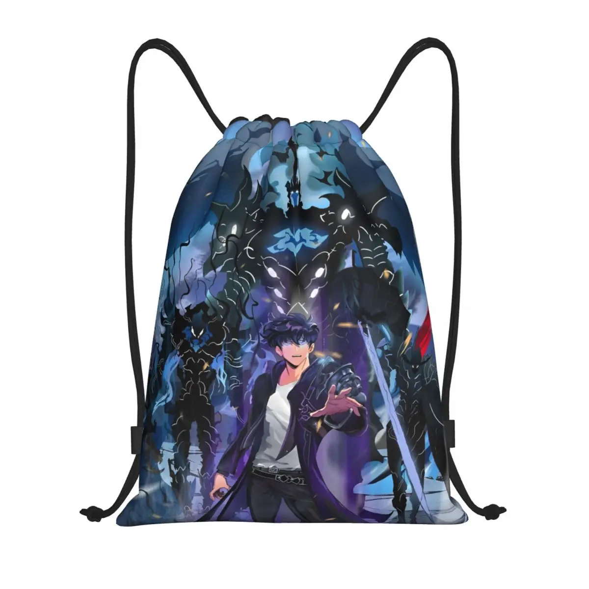 

Anime Sung Jinwoo Drawstring Bags Sports Backpack Gym Sackpack Solo Leveling String Bags for Running