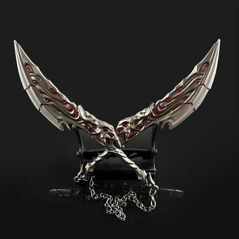 Valorant Spiel Waffe Modell 16,5 cm Klingen von Primordia Doppel Slash Schwert Katana Cosplay Prop Metall Handwerk Geschenke Spielzeug für Jungen