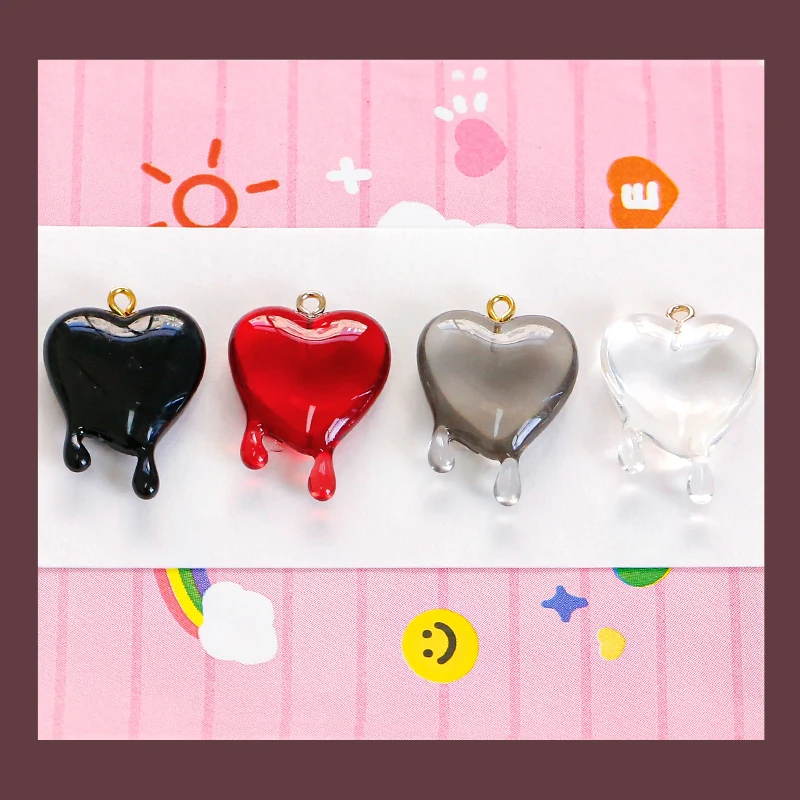 Weird Girly Melted Heart Resin Drop Glue Pendant Ins Wind Dark Necklace DIY Handmade Beading Material