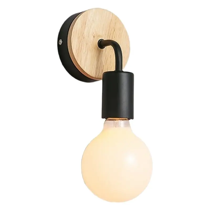 

ABJO-Interior Lighting For Bedroom Living Room Home Decor Fixtures Nordic Wood Lamp Base E27 Retro Bedside Wall Light Holder