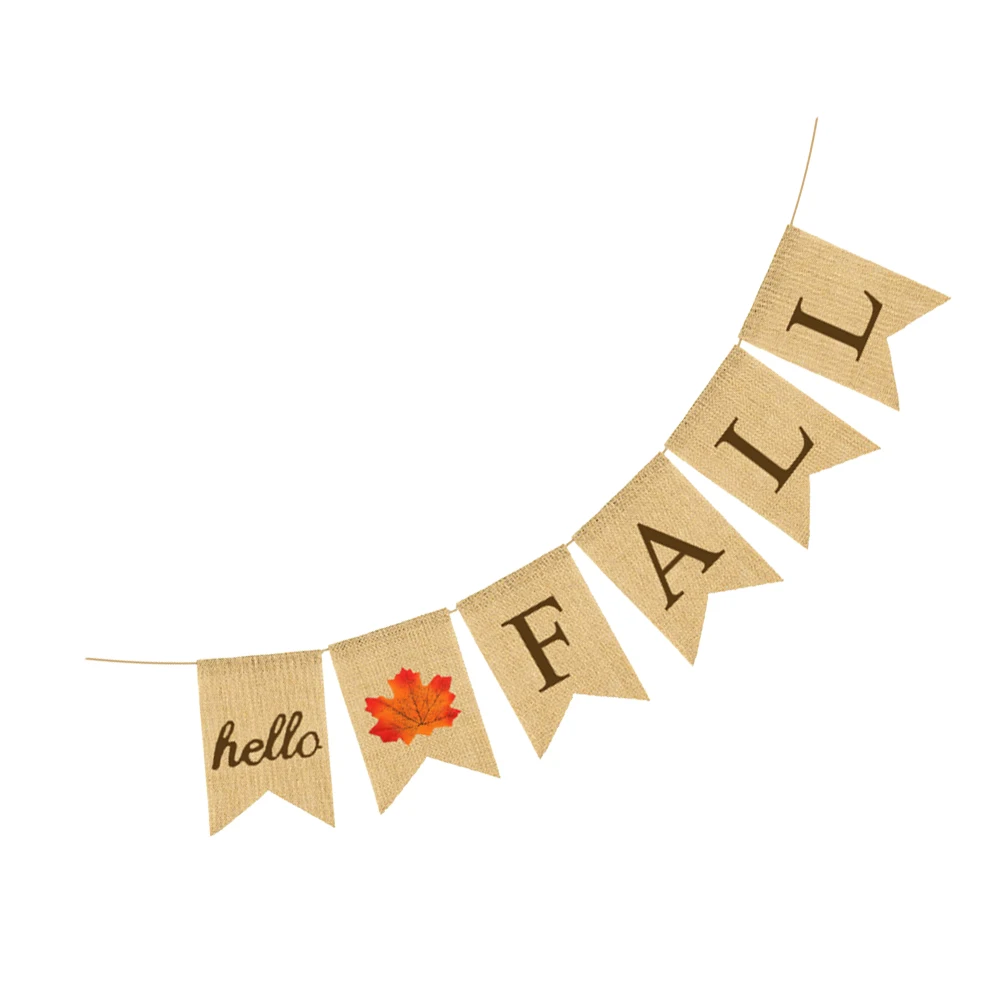 

Thanksgiving Burlap Banner Maple Leaf Swallowtail Party Decoration Linen Garlands Bunting Flags For Holiday Events Photo