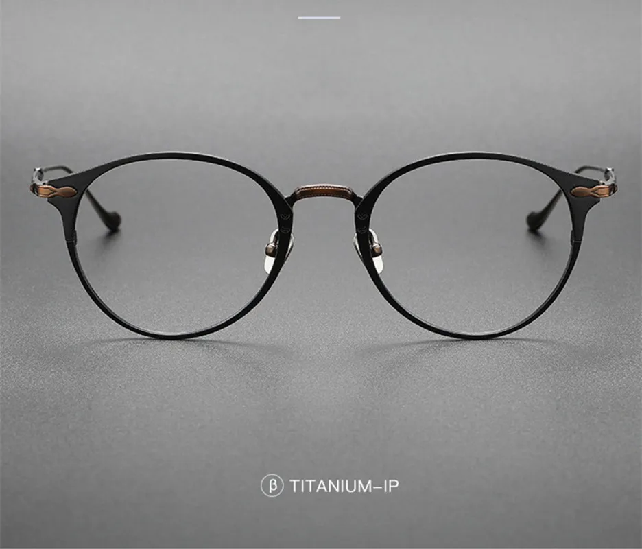 Montura de gafas de titanio puro para hombre, anteojos ultraligeros, redondos y Vintage, hechos a mano, diseño japonés, moda M3112, 2024