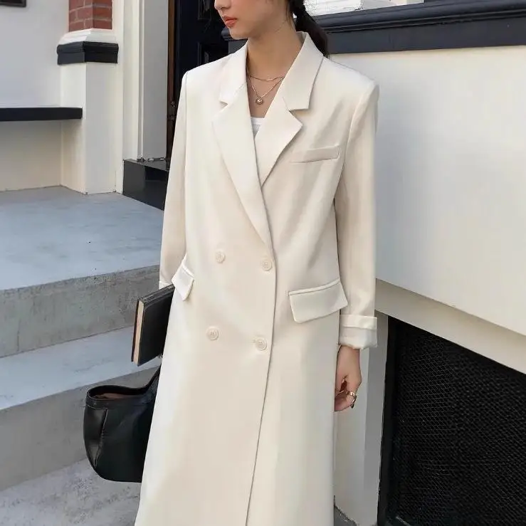 

Faionable Long Tailored Women's Coat Autumn Winter New Sle Casual Notch Collar Long Sve PU Leather Windbreaker