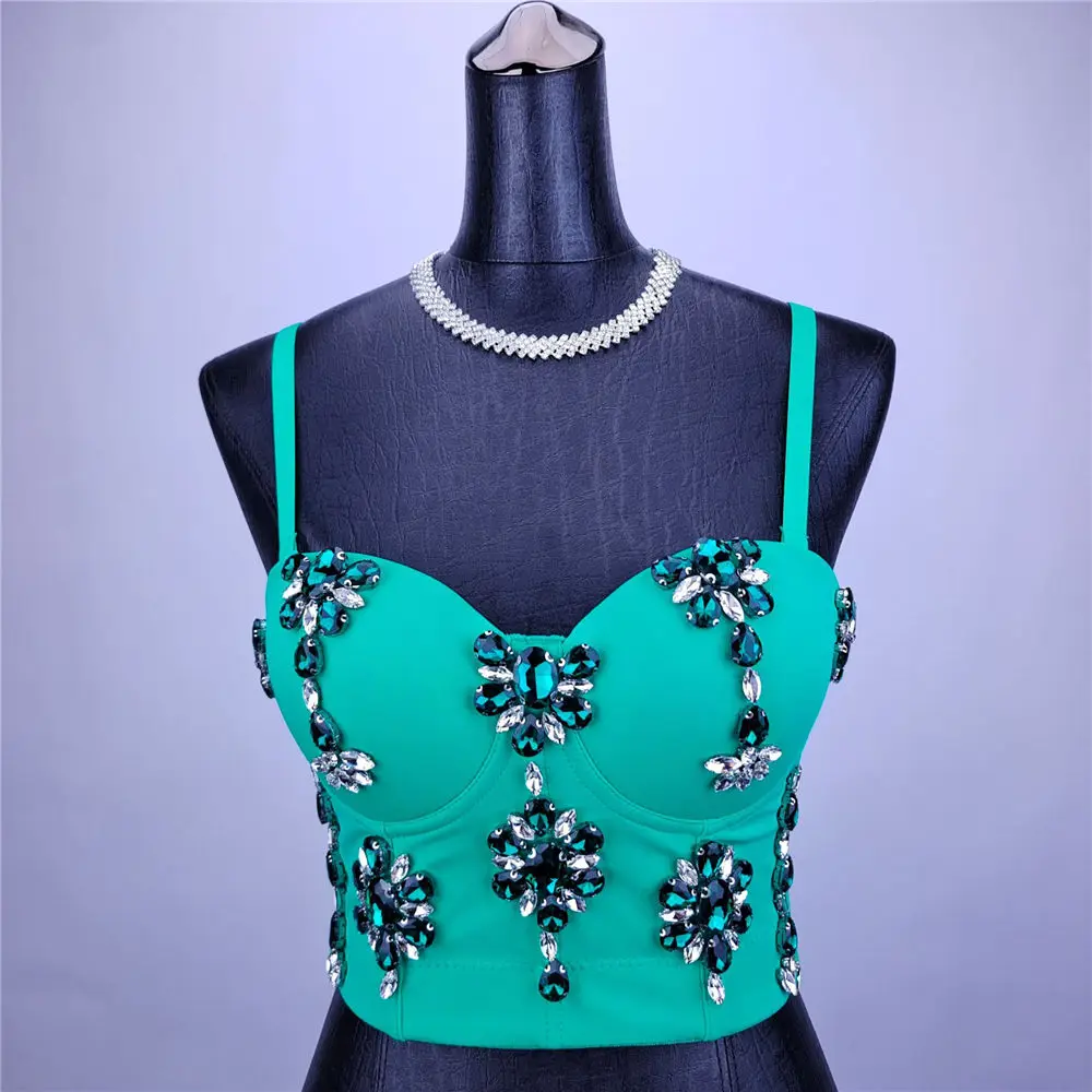 Sequines Beading Corset Fish Scale Camisoles Bustiers Bra Sexy Party Club Streetwear Lingerie Look Stage Costumes