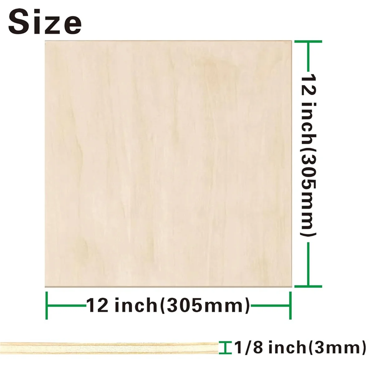 Folhas de basswood 12 pacotes, folhas de madeira compensada 12x12x1/8 tamanhos, basswood de 3mm para corte a laser, espaços em branco de gravação a laser, desenho