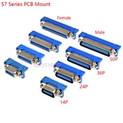 1PCS Male Female Centronics Connector 57 Series 14/24/36/50Pin 90 Degree PCB Mount DIP Type Printer Socket