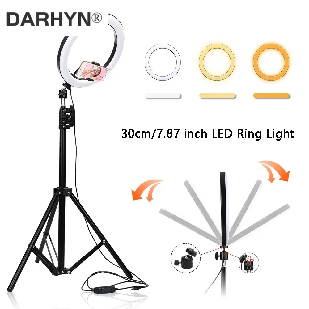 

Modern LED Round Fill Light Selfie Stand Dimmable Height LED Lighting No need to install Floor Lamp Selfie Light with Tripod and