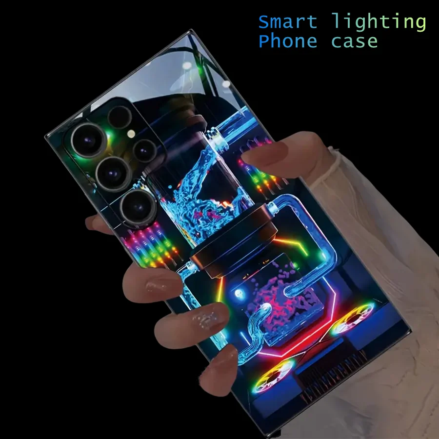 

Mechanical Colorful Voice Control Luminous Phone Case For S25 S24 Ultra S22 S23 Plus S21 FE S20 Ultra A55 A35 A15 LED Back Cover