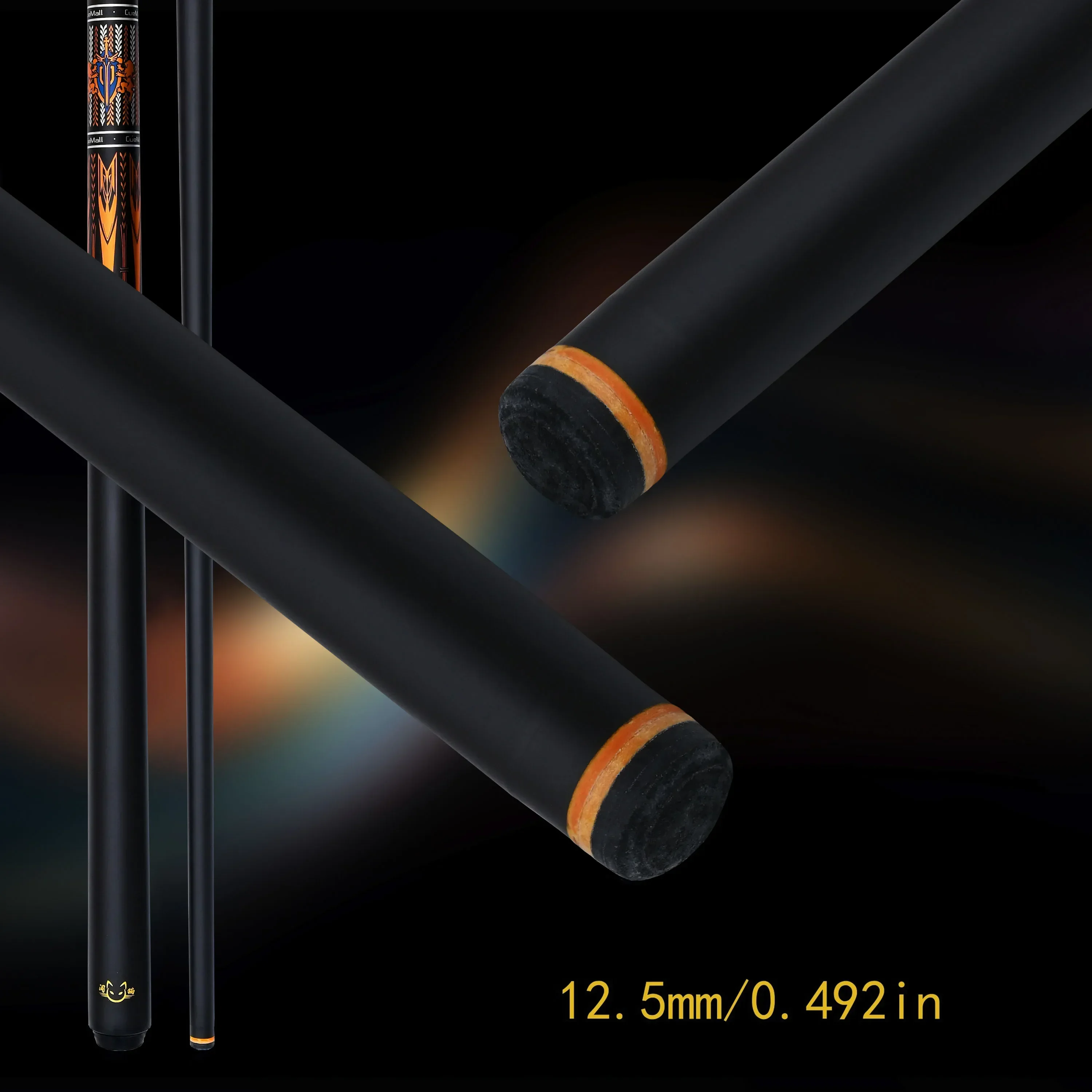12.5mm Low Deflection Glass Fiber Pool Cue Shaft Multi-Layer Tip Quick Release Joint Bronze Dual Lion Design Pool Cue Stick