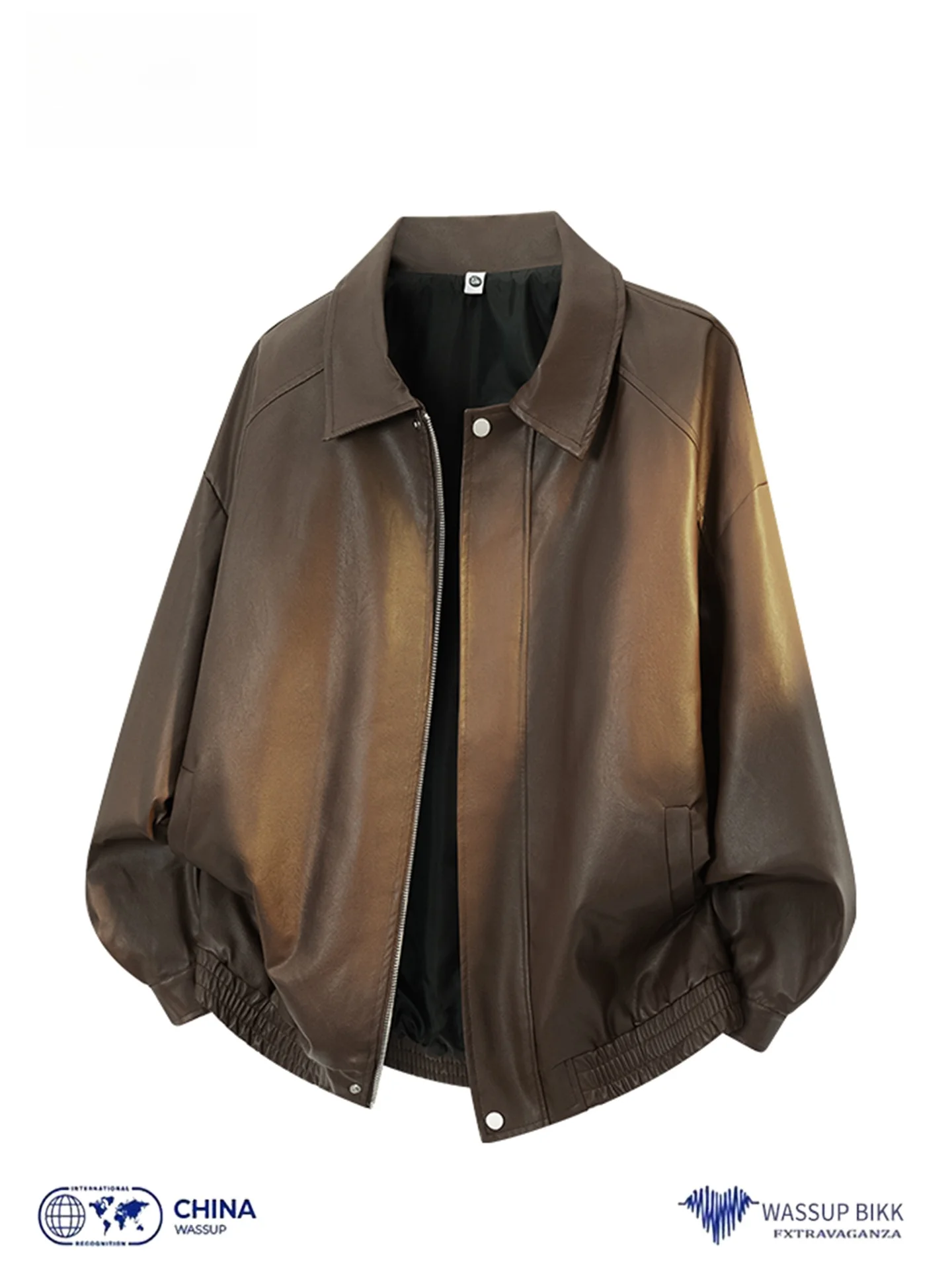 

Wassup Bikk American Retro Sle Motorcycle Jaet Мужская верхняя одежда Кожаное пальто Cool Haome Байкерский жилет с откидным воротником