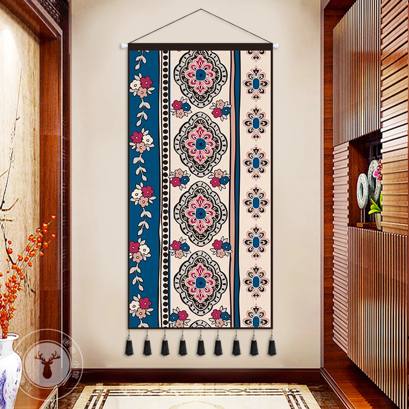 

Национальный стиль, прокрутка, настенная живопись, винтажный Декор для комнаты, эстетическая гостиная, спальня, настенное искусство, подвесное украшение, плакат, гобелен