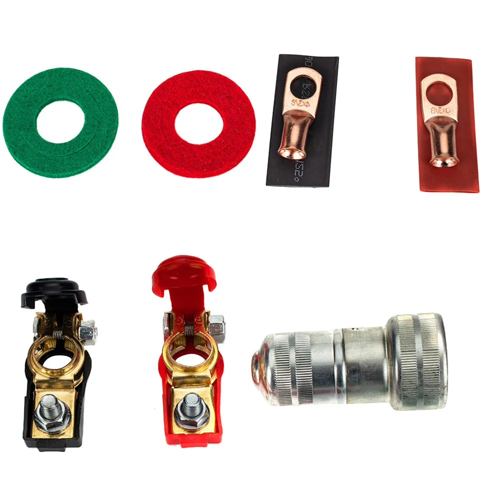 

Car Battery Terminal Connector Kit with Positive Negative Clamps and Covers Red Black for Universal Vehicle Boat Rv Truck
