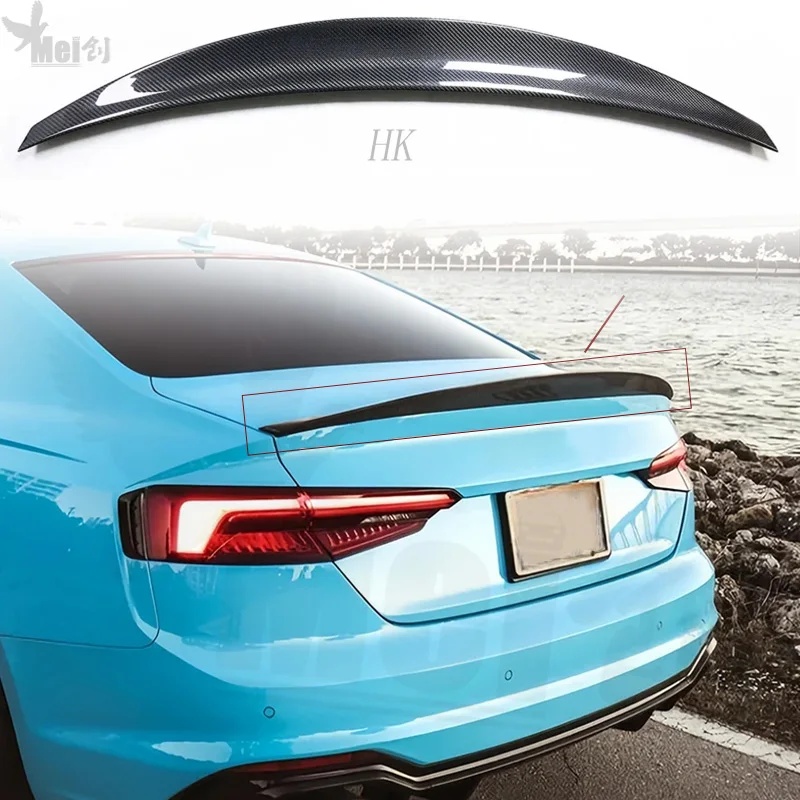 Car Spoiler For Audi A5 S5 RS5 B9 4 Door Sportback HK Style Forged Real Carbon Fiber Trunk Wing 2017 18 19 20 21 22 2023