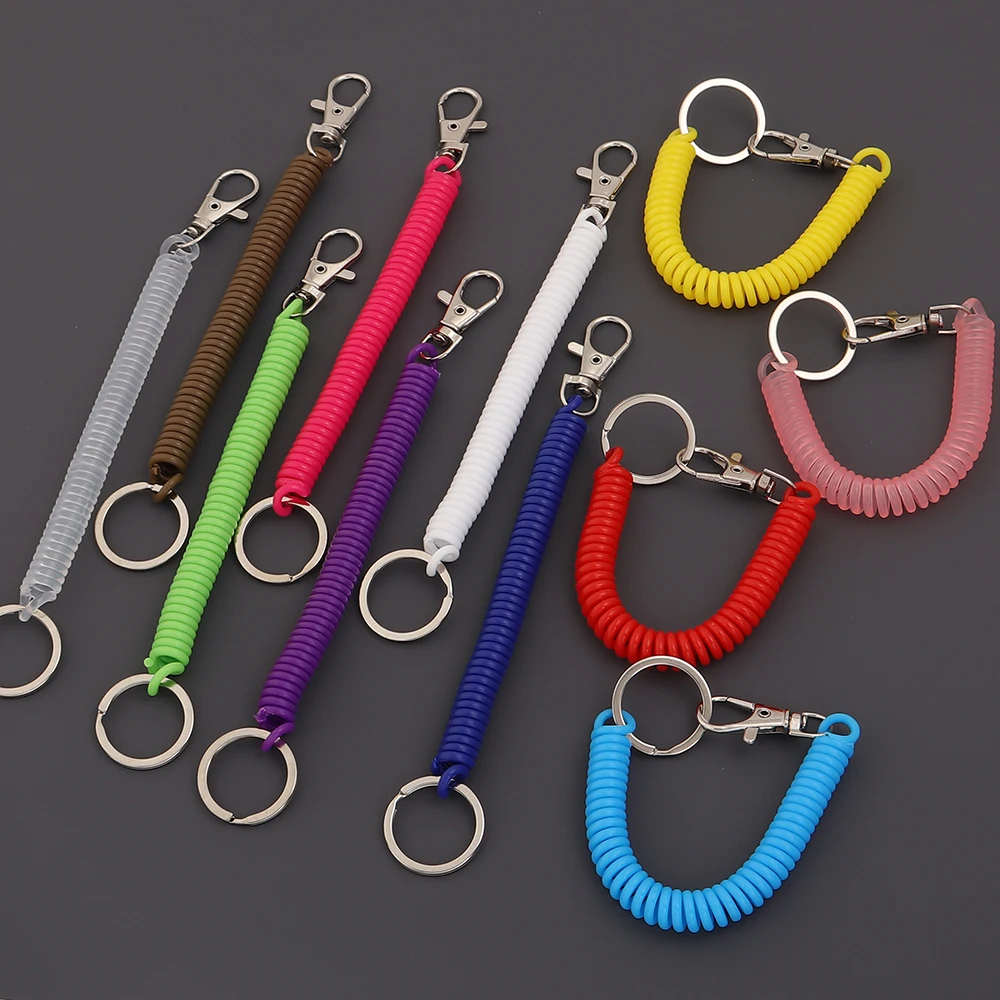 5 Stück EVA Dehnbarer Elastischer Einziehbarer Schlüsselanhänger Handgelenk-Spiralfeder-Stretch-Lanyard Schlüsselkette Diebstahlsicherer Schlüsselhalter – Detail 7