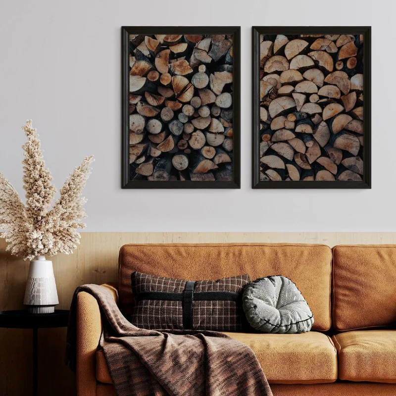 Wood Log Canvas Prints Wood Pile Poster Rustic Poster Tree Rings Rustic Decor Farmhouse Print Wall Art Living Room Home Decor