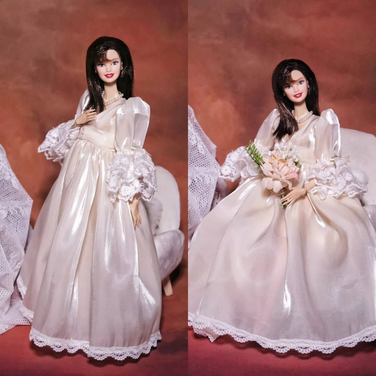 Luxury Beaded Glossy Retro Dress Senior Sense Evening Gowns For 1/6 Babi Supermodel Doll Dress Up 30cm Doll Clothes Accessories