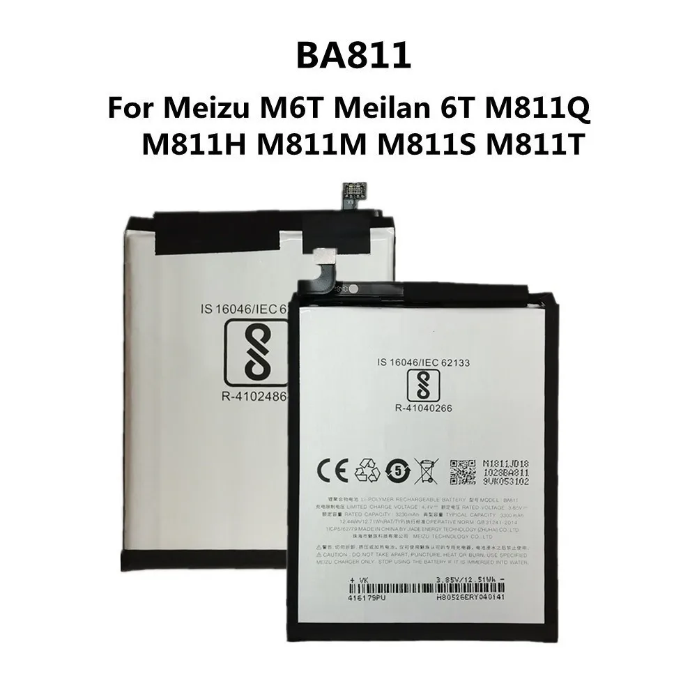 

New BA811 Battery For Meizu 6T Meilan M6T M811H M811M M811Q M811S M811T 3300mAh Phone Bateria Battery