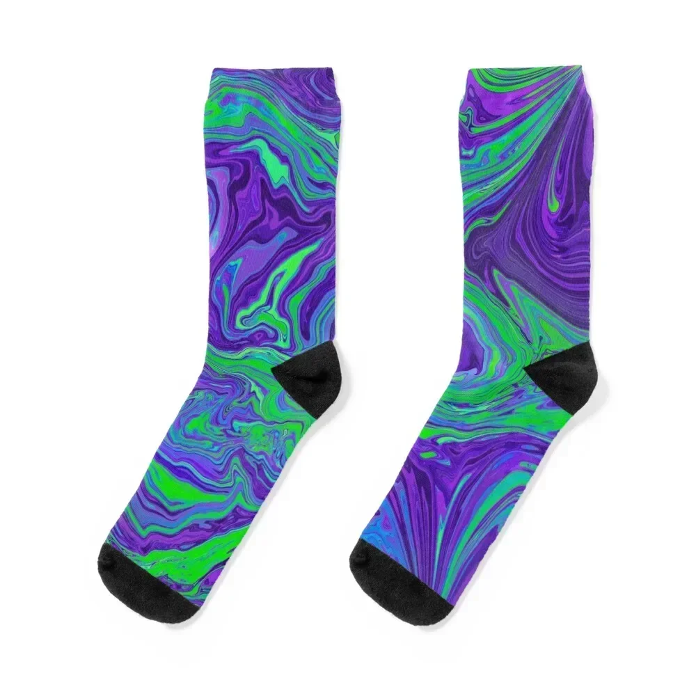 

Purple Green Marble Abstract Socks heated football designer brand Women Socks Men's