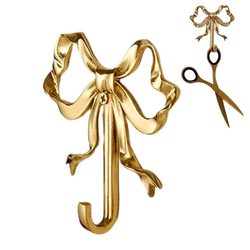 Bow Coat Hook Coat Hat Towel Hook Multi-purpose Brass Bow Wall Hooks Door Retro Door Wall Mounted Brass Hanger For Bathroom