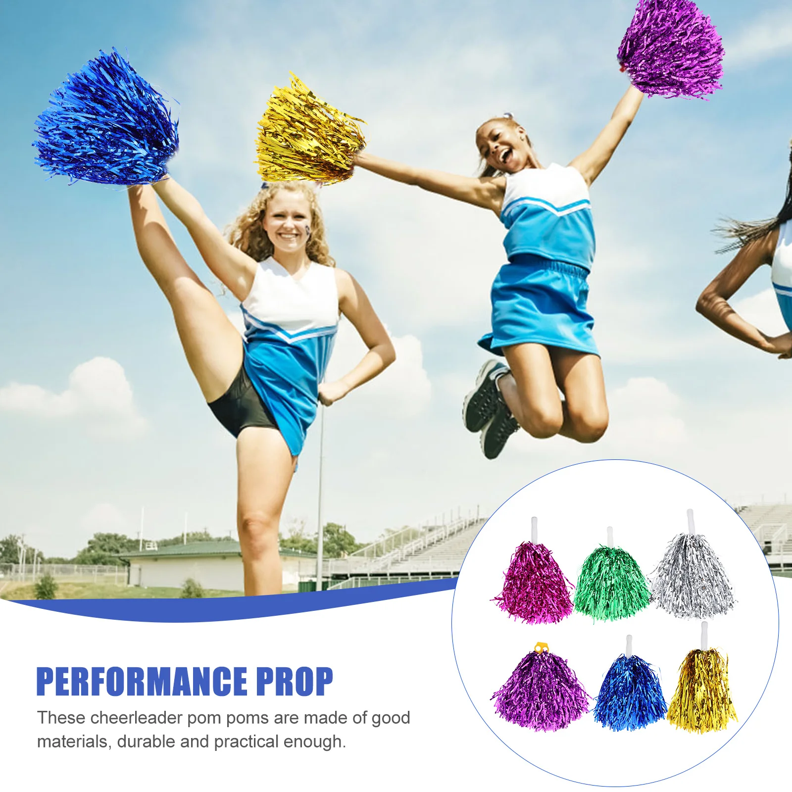 

6Pcs Cheerleading Pom Poms Colorful Foil Lightweight Cheer Pom Poms for Cheer Squads Dance Performances Cheering Pompom