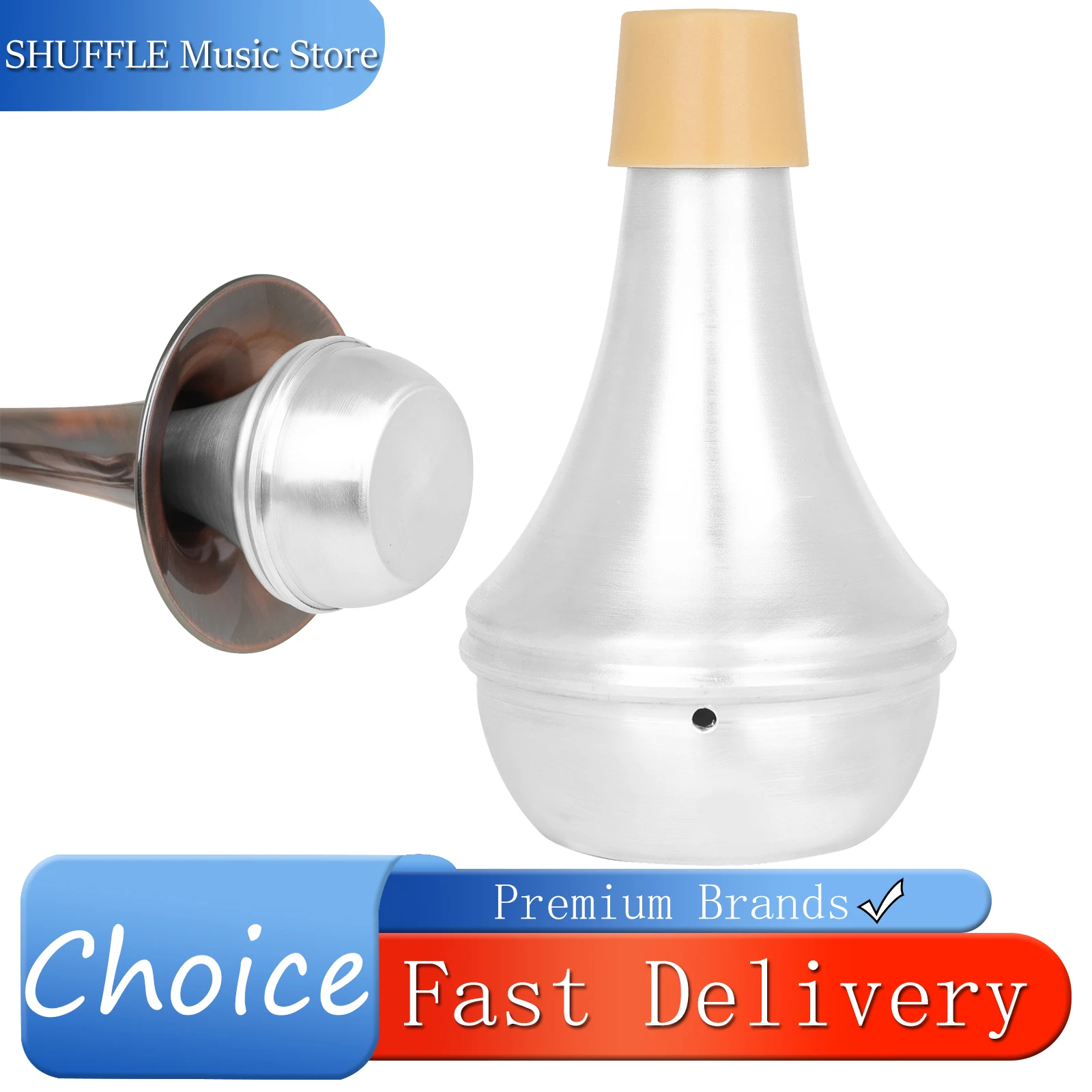 

SLADE Trumpet Mute Silencer Volume Reduction Rubber-Sealed Aluminium Alloy Silencer Portable Trumpet Practice Accessories