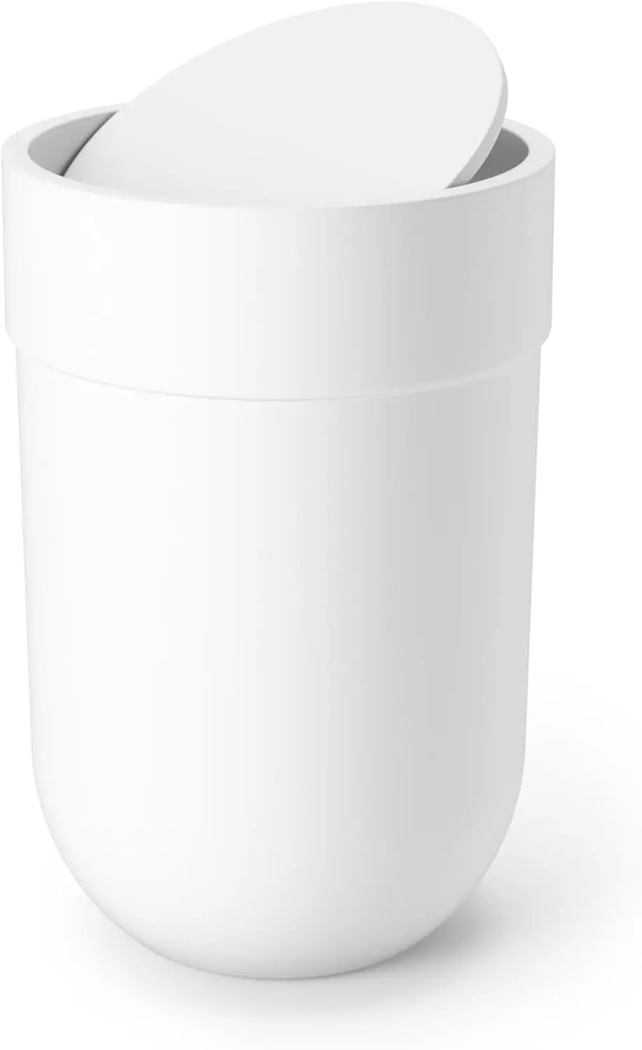 

Small 1.6-Gallon Touch Trash Can with Swing Lid, White Waste Basket for Bathroom or Office