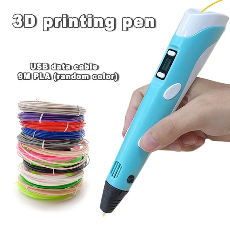 Penna per stampa 3D USB disegno fai da te 9M filamento PLA giocattoli tridimensionali per Graffiti strumenti artistici per bambini compleanno regalo