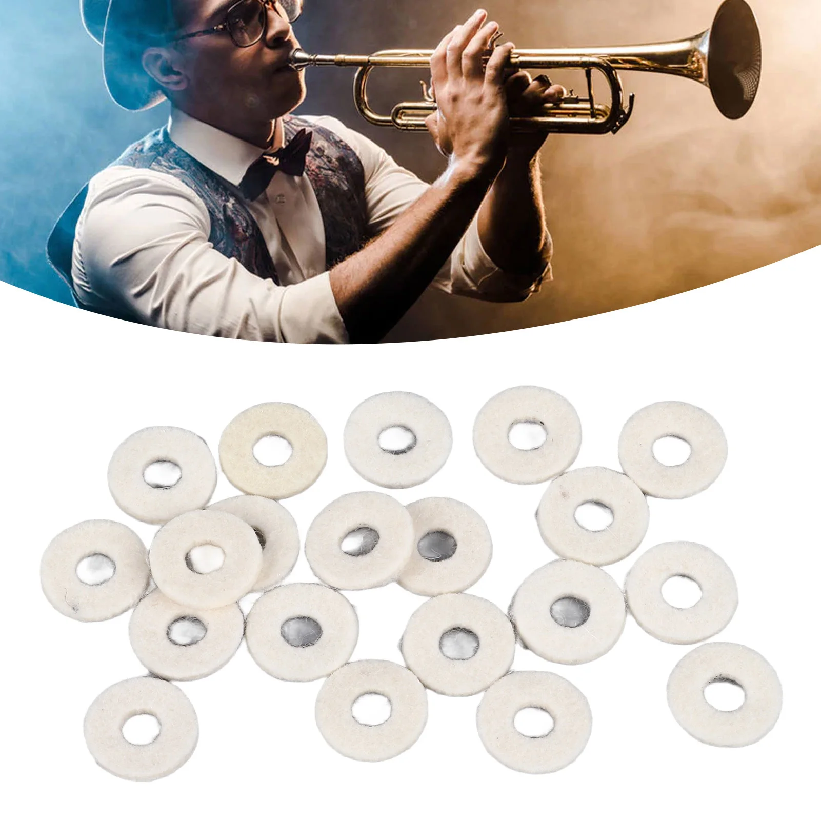 20Pcs Trumpet Felt Noise Reduction Wear Resistant Elastic Trumpet Valve Felt Washers