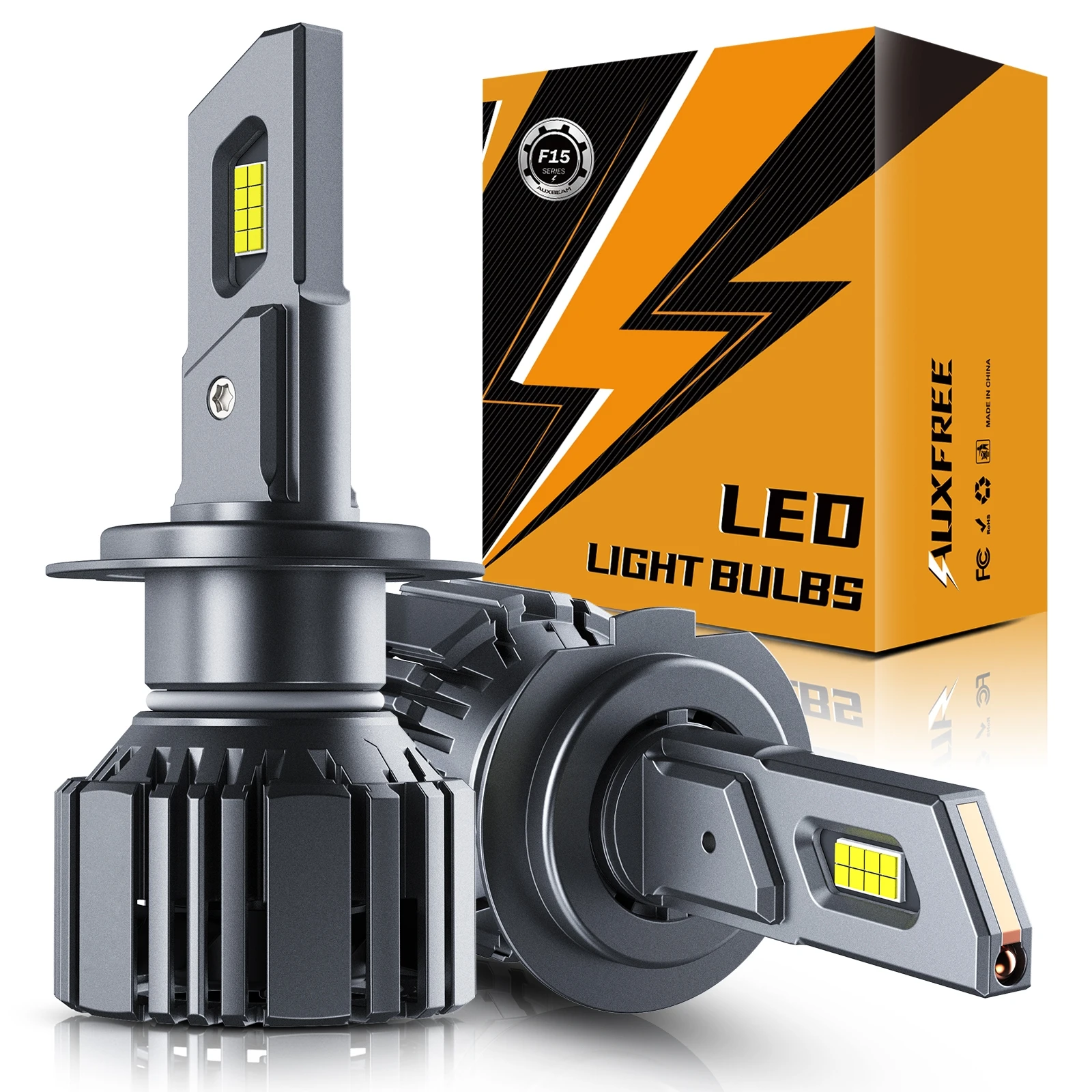 

AUXBEAM F15 SERIES H7 LED Headlight Bulbs 1:1 Halogen Size 90W 20000LM 6500K Cool White LED Bulbs Fan Dissipation Cooling