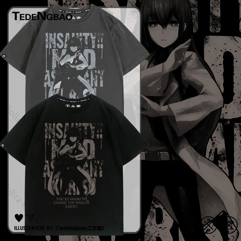 Anime Steins Gate Series Print T-shirt Streetwear Short Sleeve Tops Cotton Summer Tee Men Women T Shirts Casual Clothing