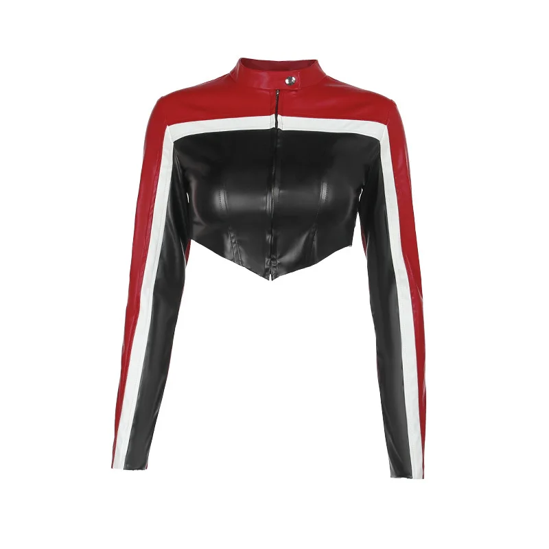 PU Leather Motorcycle Jackets Women Sexy V Neck Short Coat Fashion Casual Street Outerwear 2023 Autumn Winter Crop Top Clothing