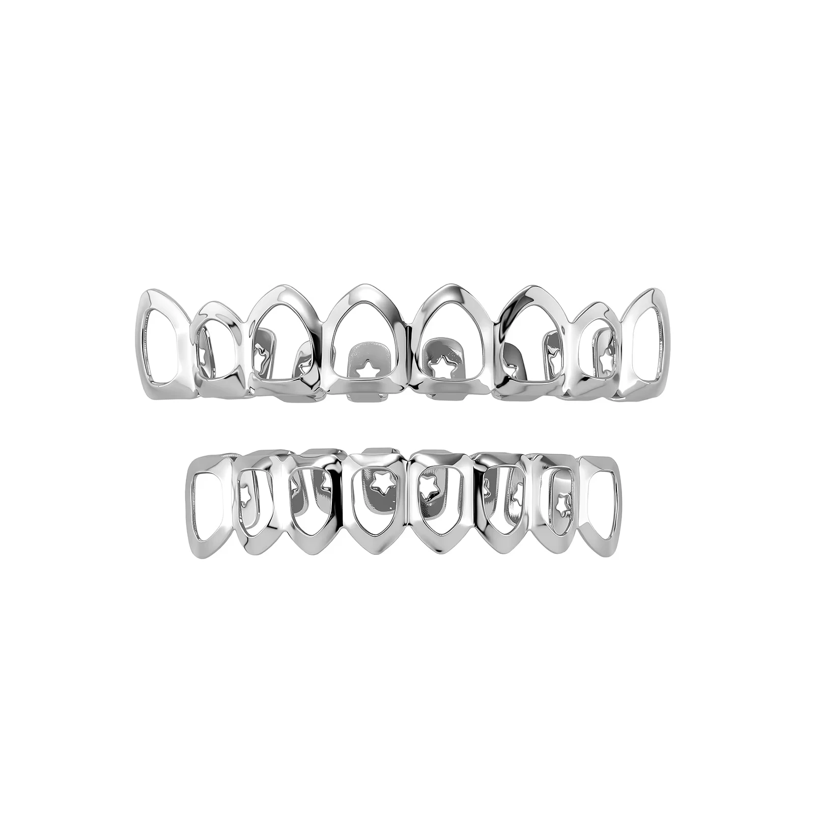 Hip Hop 8/8 Full Hollow Grillz Set for Unisex