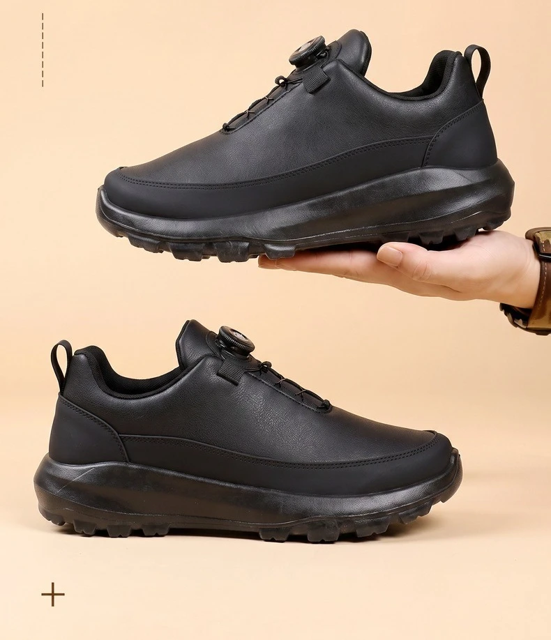 Herren-Freizeitschuhe mit Drehverschluss, Obermaterial aus Kunstleder, dicke, rutschfeste Sohle, wasserdicht, leicht, ideal für den täglichen Gebrauch und zum Spazierengehen im Freien. – Detail 3
