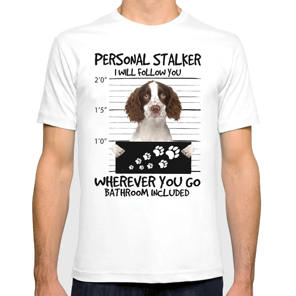 Camiseta de Cocker Spaniel para hombre, camisa divertida con estampado de perro Springer Spaniel, informal, color blanco, Unisex, 2024