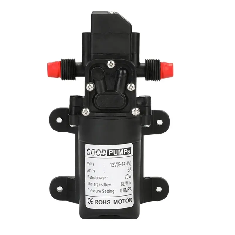 

Automatic Flow Switch 6L/Min DC 12V 72W 130PSI AUTO Diaphragm Water Pump Small Safe High Pressure Self Priming Pumps