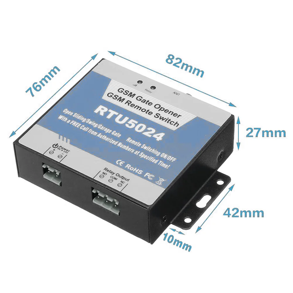 RTU5024 GSM Gate Relay Switch Remote Control Wireless Door Opener with Antenna