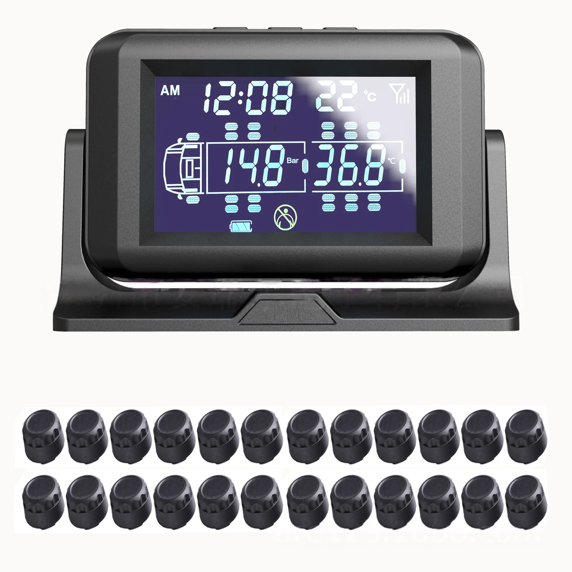 Truck Trailer TPMS Tire Pressure Solar Powered for 8/10/12/14 Wheels Heavy Duty Truck Special Vehicle with LCD Display