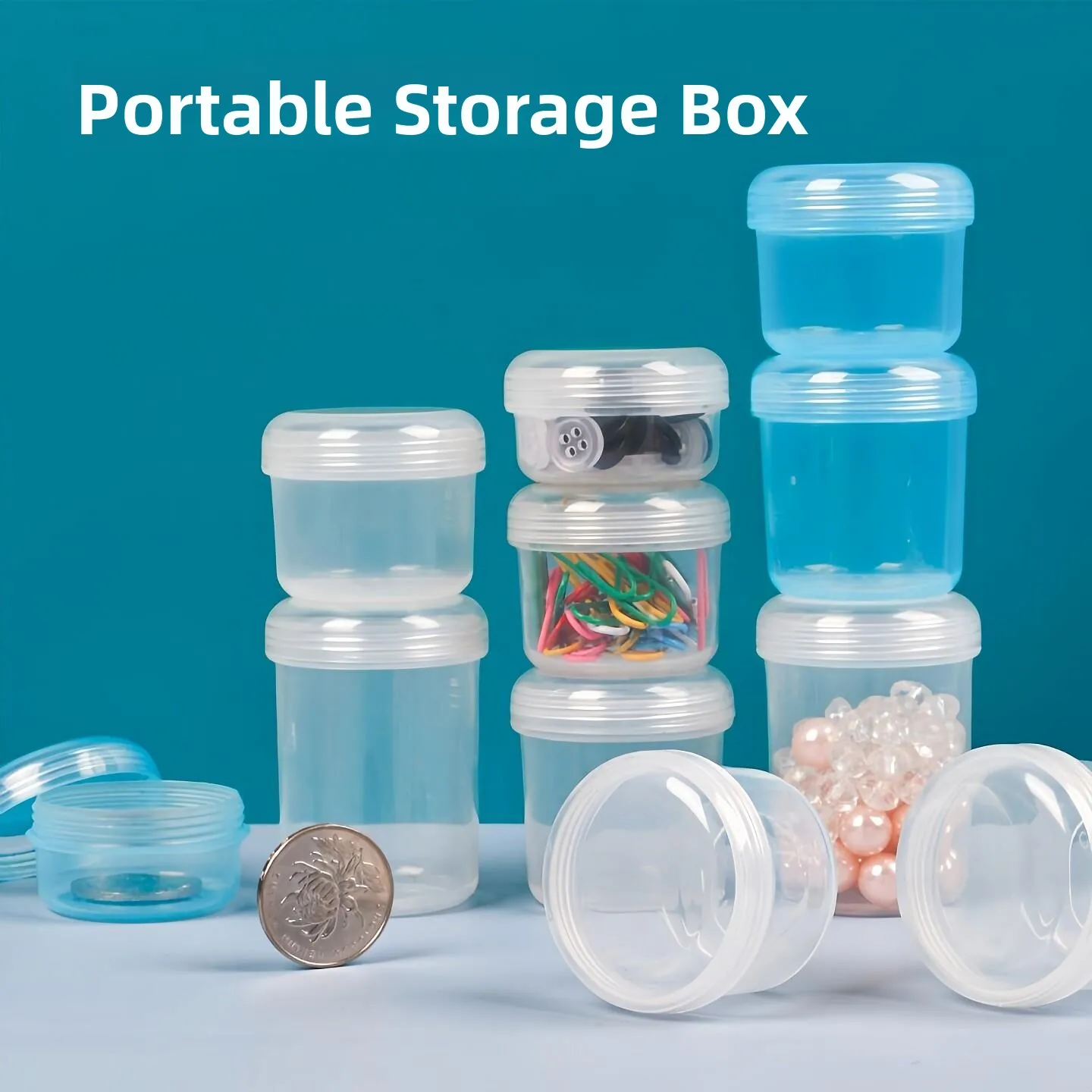 ポータブルミニ透明プラスチック収納ボックス-薬箱-ランチボックス-密閉型丸型ボックス-家庭用収納オーガナイザー-広東省産