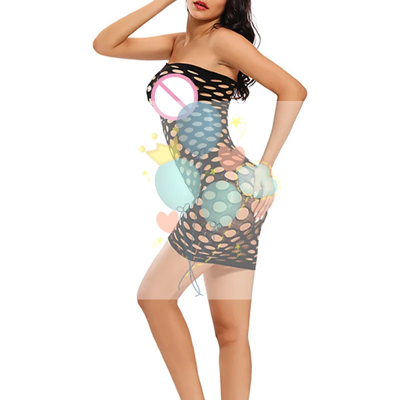 

Transparent Fishnet Women Bodystockings Lingerie Open Crotch Hollowed-out Bodysuit Black Underwear Set