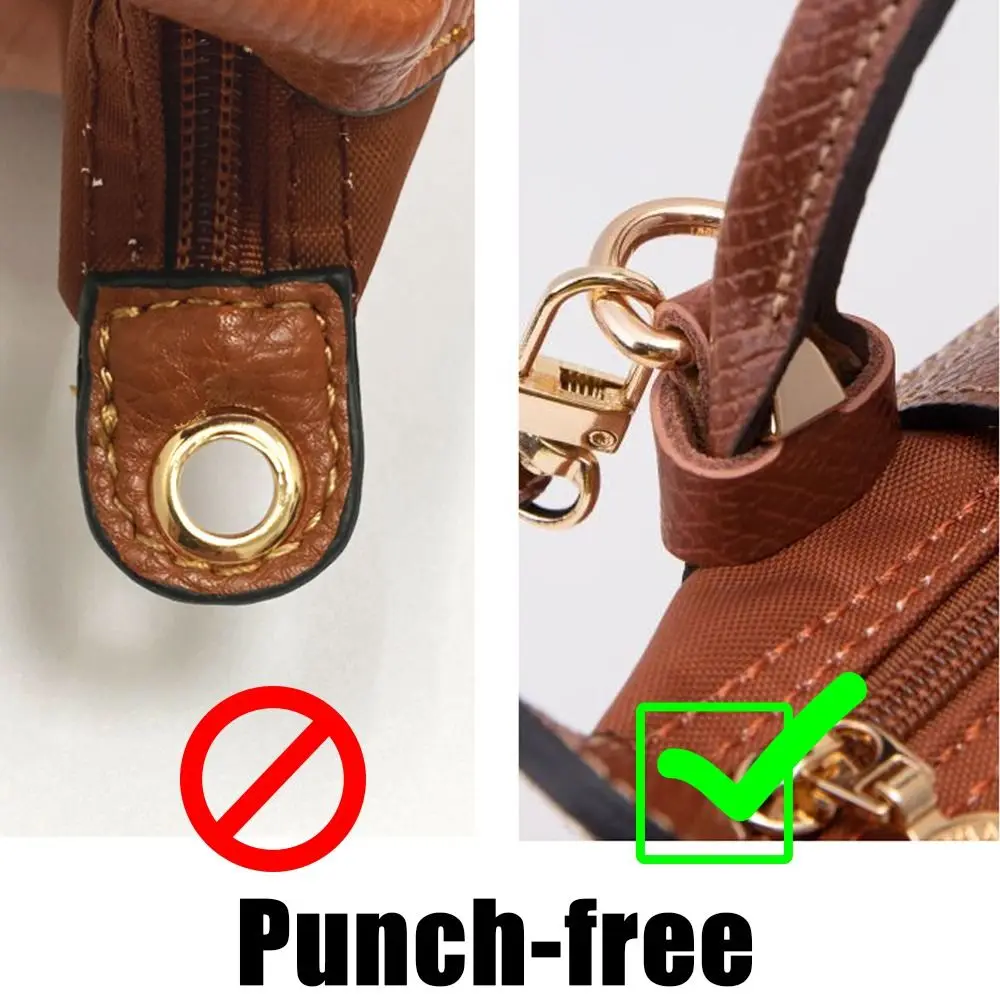 Alloy reinforcement Genuine Leather Strap Replacement Transformation Handbag Belts Conversion Punch-free for Longchamp