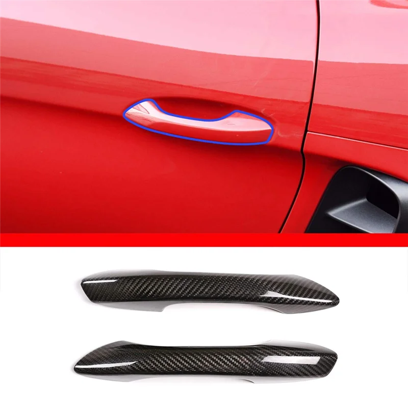 Car Exterior Door Handle Cover Trim Accessories Dry Carbon Fiber for Porsche 911 2012-2018 718 2016-2019, Without Holes