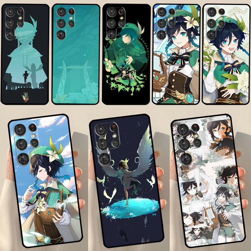 Genshin Impact Venti Phone Case For Samsung Galaxy S23 S21 S22 Ultra S8 S9 S10 Note 10 Plus S20 FE Cover Funda